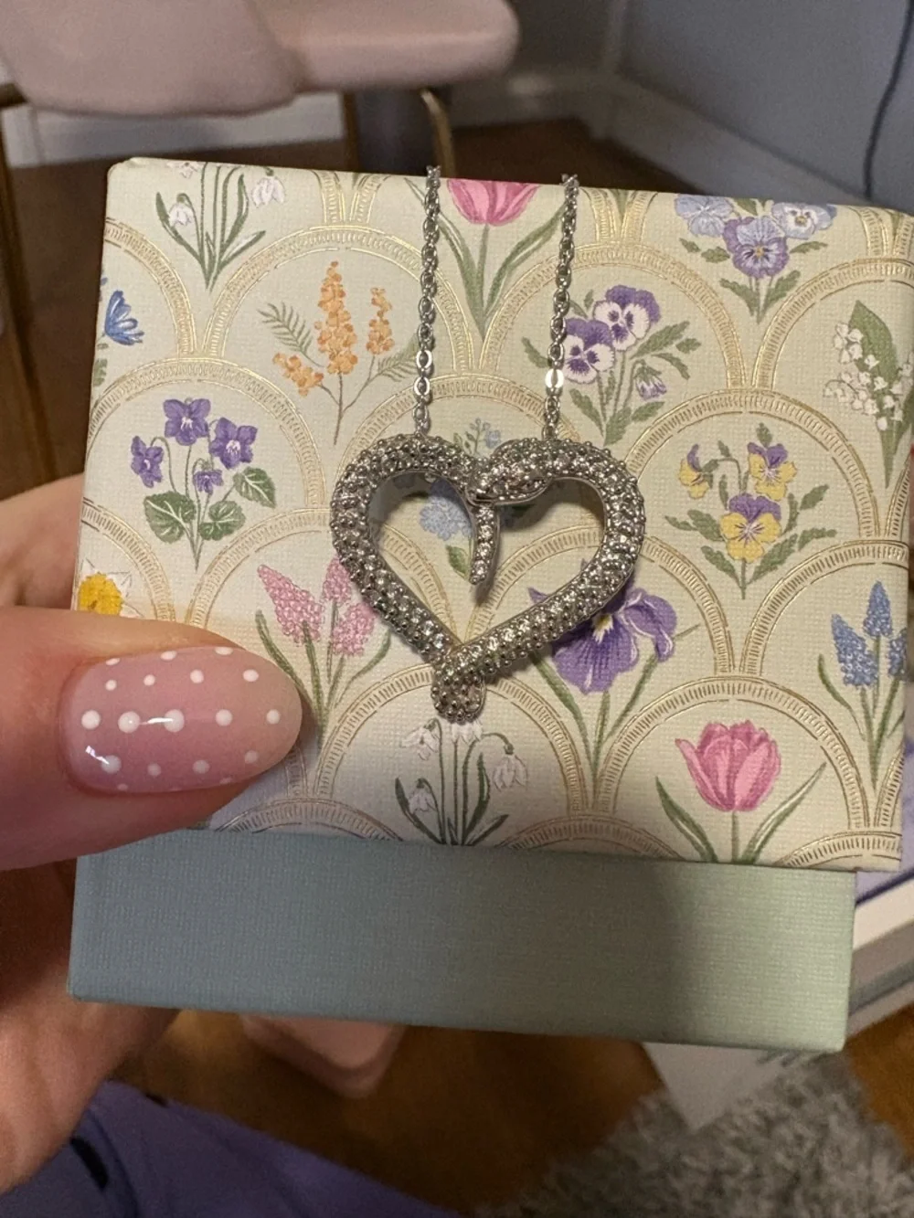 Swarovski Silver Snake Heart Necklace with Clear Crystals - Picture 1 of 2
